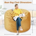 thumbnail image 2 of 3FT Bean Bag Chair Bean Bag Chairs for Adults Bean Bag with Filler Big Beanbag Chair for Gaming Large Memory Foam Bean Bags with Dutch Velet Cover for Living Room Bedroom,(36×36×24")-Mustard, 2 of 14