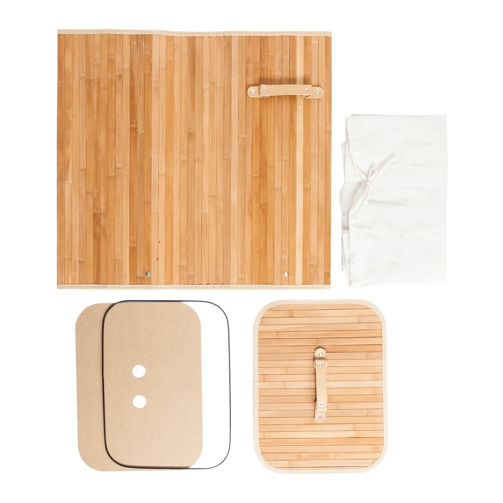 Kepooman Single Lattice Bamboo Foldable Hamper with Lid, Dark Wood Color Kepooman Single Lattice Bamboo Foldable Hamper with Lid, Dark Wood Color