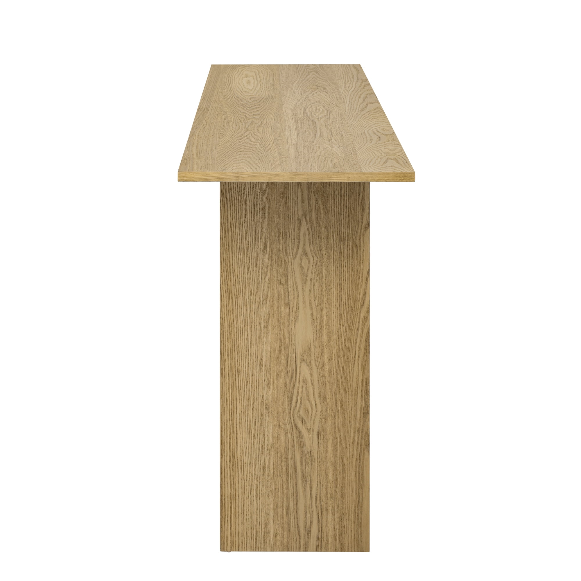 Harper & Bright Designs Wood Curved Console Table with Shelf , Modern Entryway Table with Ash Veneer Designed for Entryway and Hallway , Natural