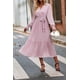 thumbnail image 4 of Vestido Bohemio Maxi Floral PRETTYGARDEN de Manga Larga y Escote en V Rosa Talla M, 4 of 6