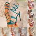 thumbnail image 2 of Women's Stilettos High Heels Vintage 70s Spiral Strap Sandals Square Open Toe Solid Color Sexy Summer Dress Shoes White Size 6.5, 2 of 5
