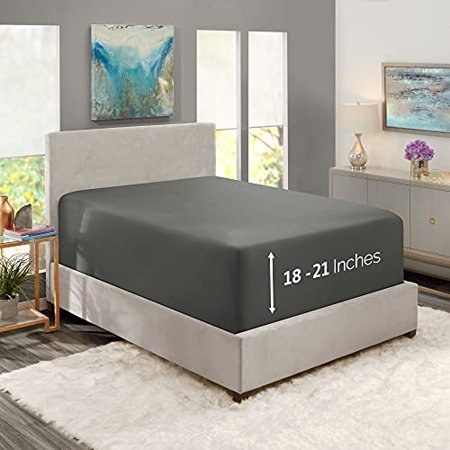 Nestl Fitted Sheets King Size – Premium 1800 Microfiber Fitted Bed Sheets 18-23" Deep Pocket Hypoallergenic and Fade Resistant (Charcoal Stone Gray)