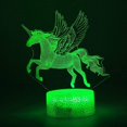 thumbnail image 1 of Lámpara de noche de unicornio, regalo de cumpleaños para niñas, lámpara de ilusión 3D con 12 colores y 3 modos de degradado cambiantes., 1 of 5