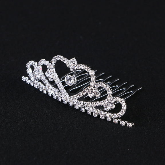CTIRCHIU Kids Comb Crown Rhinestone Jewelry for Headpiece Decoration Silver 1Set
