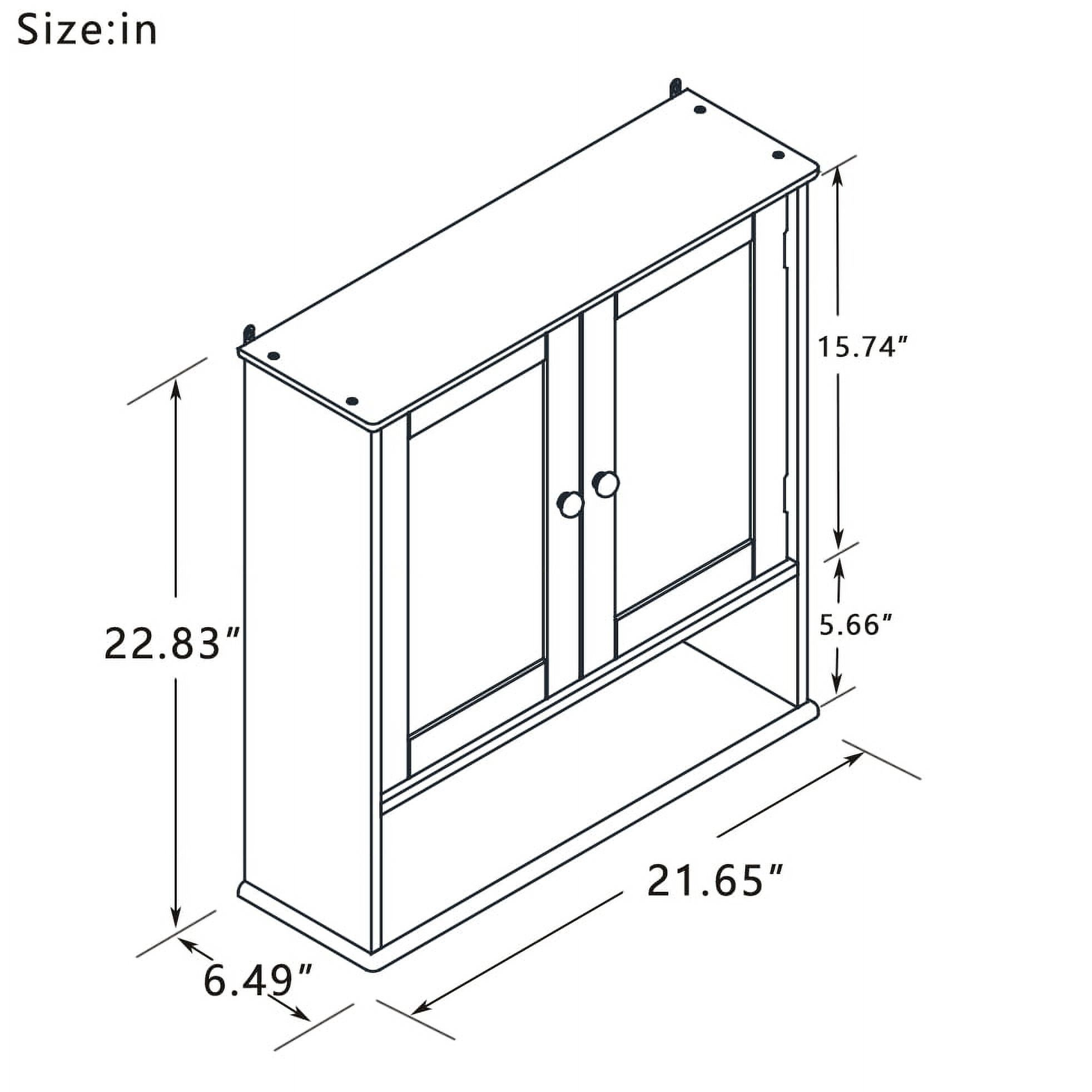 Mintazer 22"W Wall Mounted Storage Medicine Cabinet with Double Mirrored Doors for Bedroom,Bathroom,White