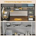 thumbnail image 4 of Afuhokles Loft Bed Full Size with U-Shaped Desk, 6 Storage Drawers, Power Outlet, LED Metal Loft Bed with 2 Storage Shelves, Bed with Safety Guardrail & Ladders, No Box Spring Needed, Gray, 4 of 9