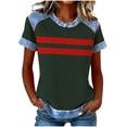 thumbnail image 2 of Plus Size Tops for Women Short Sleeve Round Neck Waffle Casual Solid Color Blouse Loose Tops Army Green XXXL, 2 of 5