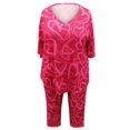 thumbnail image 3 of Yoodem Pajamas for Women Pj Sets for Woman Summer Round Neck Suit Pajamas Short Sleeve Long Pants Pajama Set Ladies Pajamas Sets Lounge Sets for Women Z Red 5XL, 3 of 3