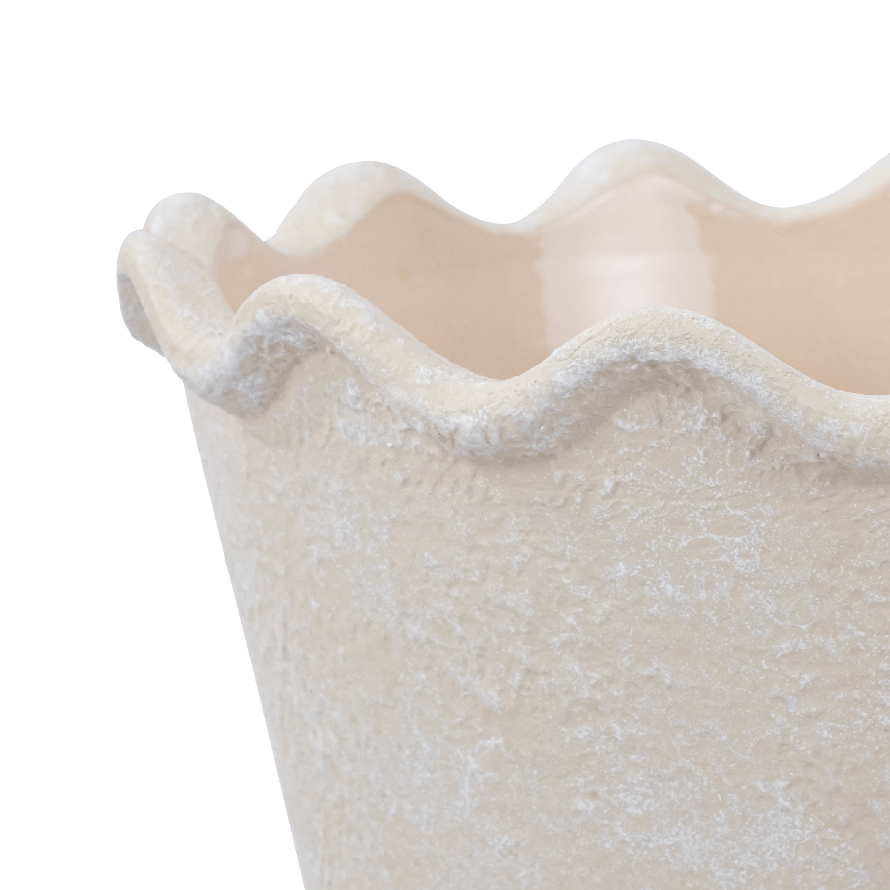 My Texas House Wave Ceramic Planter Pot, Cream, 8 inch