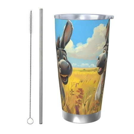 

Junzan Funny Countryside Donkey for 20oz Stainless Steel Insulated Car Cup with Spillproof Lid - Insulated Coffee Mug Thermal Cup-Straw Two-piece Set