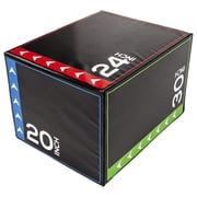 BalanceFrom Foam Plyometric Jump Box with 20”, 24”, and 30” Heights, 60 lbs, Multicolored