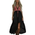 thumbnail image 2 of Taylonsss Womens Western Denim Dress V Neck Retro Lace Trim Tie Waist Spaghetti Strap Casual Boho Outfit, 2 of 5