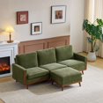 thumbnail image 2 of Ktaxon Modular Sectional Sofa with Movable Ottoman, Corduroy L-Shaped Couch with Wood Frame and Legs Green, 2 of 8