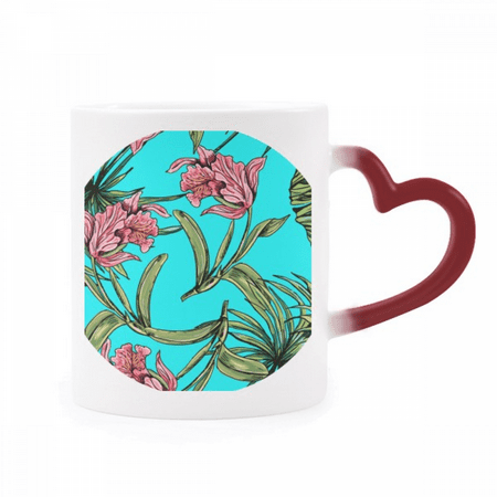 

Flower Blue Sky Happy Heat Sensitive Mug Red Color Changing Stoneware Cup