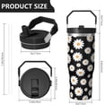 thumbnail image 4 of 30 Oz Tumbler Black and White Daisies Tumbler with Lid and Straw, Birthday Gift Cup for Friend Women Men Coffee Travel Mug Thanksgiving Day Halloween Christmas Gift Water Bottle, 4 of 7