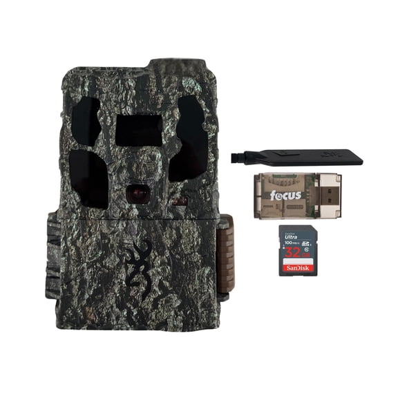 Browning Trail Cameras - Defender Wireless Pro Scout Max HD AI 46MP Trail Camera Bundle with 32GB Memory Card and Card Reader (3 Items)