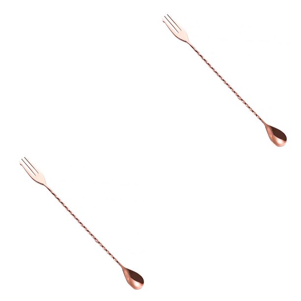 Kearding Cuchara de barra acero inoxidable Mango largo Patrón agitador 2Conjunto Oro Rosa