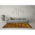 thumbnail image 3 of Ahgly Company Machine Washable Indoor Square Abstract Yellow Modern Area Rugs, 4' Square, 3 of 4