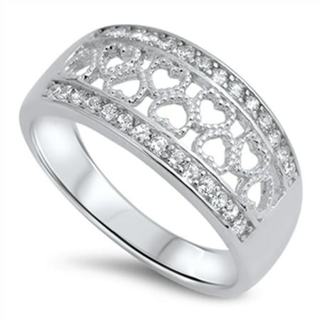 - Heart Cutout Clear CZ Promise Ring ( Sizes 5 6 7 8 9 10 ) New .925 Sterling Silver Love Band Rings by Sac Silver (Size 6)