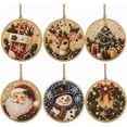 thumbnail image 2 of DIY Diamond Art Painting Christmas Wooden Ornaments Kit (Set of 6), Round Christmas decorations | Special-Shaped Gem & Pearl Hanging Craft Decor with Twine for Holiday Window Christmas Tree Home, 2 of 5