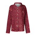 thumbnail image 3 of Womens Tops Plus Size Long Sleeved Regular Casual Series Printed Lapel Button Up Shirt Wine M, 3 of 4