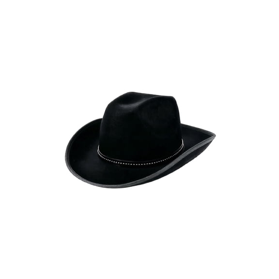 Rexolia Men Women Western Cowboy Hat Wide Brim Suede Style Rolled Brim Black One Size