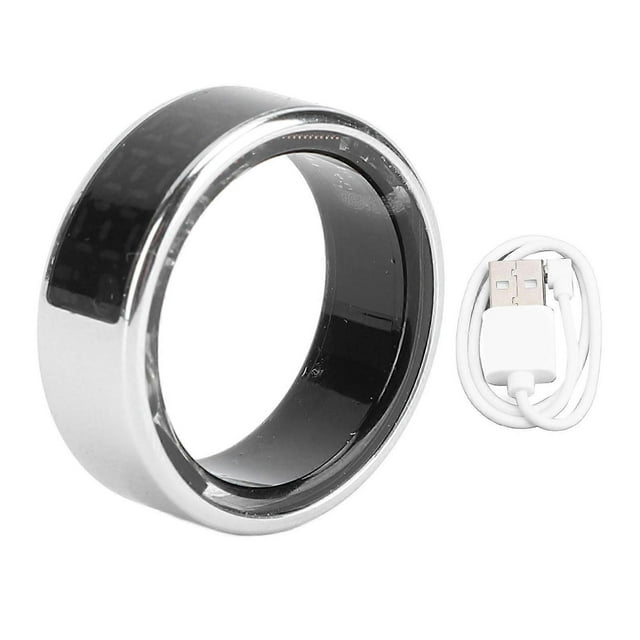 Smart Ring with Touch Screen, Multiple Sports Modes, IP68 Waterproof, for Climbing, Cycling, Running, Silver, 23mm, Size 11