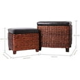 thumbnail image 2 of Storage Ottoman, Set of 2 Rattan Ottoman with Storage, Ottomans Foot Rest Pouf Ottoman Foot Stools Cube Decoration Furniture Leather Ottoman Seating Storage Bench Ottoman with Tray, 2 of 3