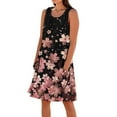 thumbnail image 3 of Summer Clearance!Dress for Women Printing Casual Sleeveless Linen Loose Fitting Midi Dress With Pockets,Size S-XXXL, 3 of 6