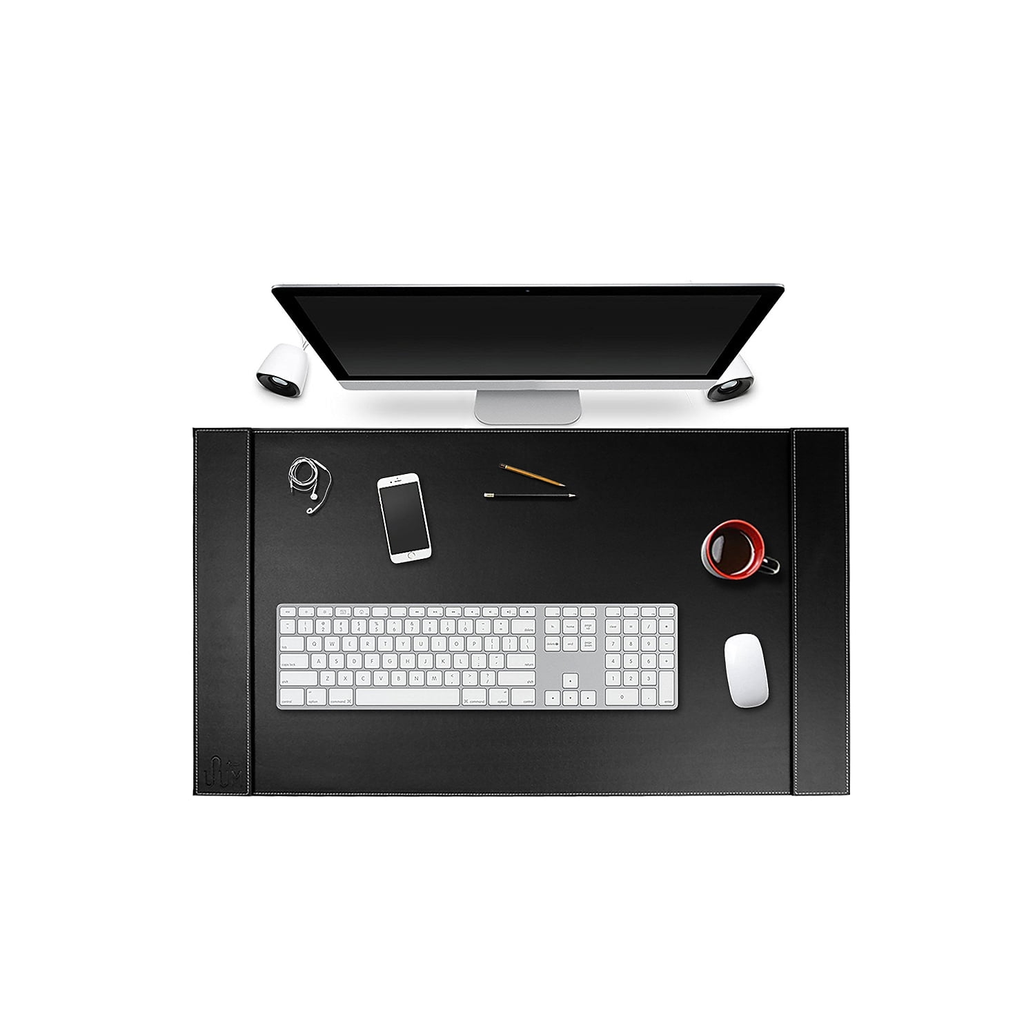 SUM Life Edge Desk Pad With Anti Skid and Side Rails 34" x 20 Black OSKDPD001