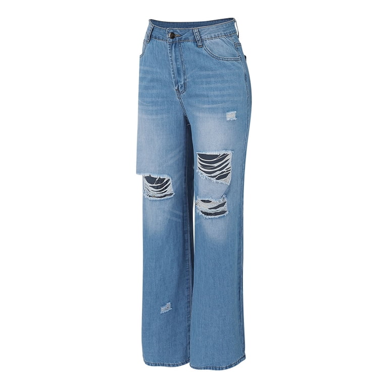Endives Women's Jean Stylish Wide Leg Jeans With Holes - Walmart.com