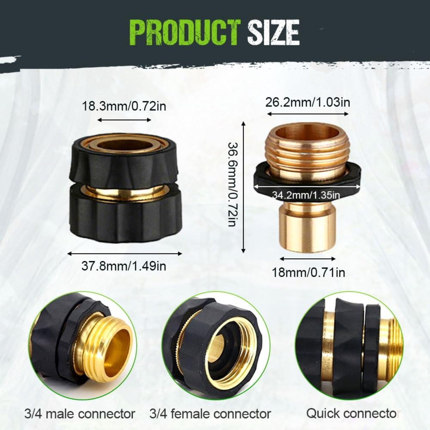 Water Hose Quick Connect Kit – Garden Hose Quick Connector Fittings, 3/4 Inch Universal Adapter, Quick Release Mechanism, Leakproof, for Garden Irrigation, Pressure Washer