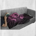 thumbnail image 6 of Skull Soft Flannel Fleece Throw Blanket, Illustration Crown Dark Grunge Style Teen Spooky Halloween October Fall Print, Cozy Plush for Indoor and Outdoor Use, 60" x 80", Pink Black, by Ambesonne, 6 of 6