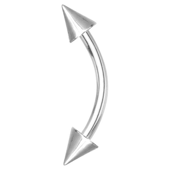 Curved Barbell With Spike Surgical Steel 2 piece 14G 1/2 (1.6x12mm) BBT/16 (5MM Spike)