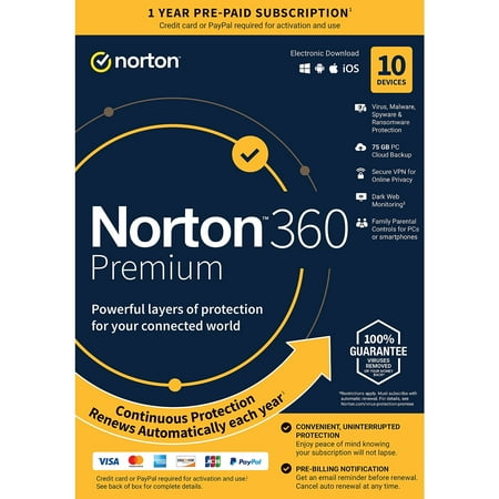 UPC: 0037648688017 | Norton 360 Premium for 10 Devices 21392060