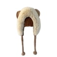thumbnail image 1 of Cute Cartoon Cold-proof Plush Bear Ears Windproof Women Hat Warm Bomber Hat Girl Cap Scarf Hat KHAKI, 1 of 1
