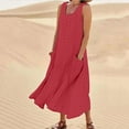 thumbnail image 2 of Giftesty Summer Dresses for Women Fashion Holiday Summer Solid Color Sleeveless Hollowed Out Party Midi Beach Dress, 2 of 5