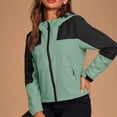 thumbnail image 5 of Women's Athletic Jackets Contrast Color Hooded Zip Up Jacket Long Sleeve Waterproof Windbreaker with Pockets Casual Fall Outdoor Sportswear, 5 of 10