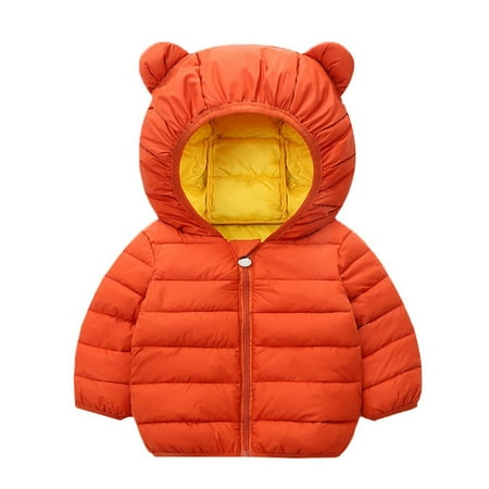 

Rovga Toddler Kids Baby Boys Girls Winter Warm Jacket Solid Coats Outerwear Bear Ears Hooded Padded Outwear Soft Comfortable Coat