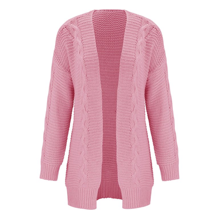 Pink,M Cable Cardigan Open Front Sweater Outwear Ketyyh-chn99 Women Cardigan Knit for Button Soft