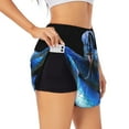 thumbnail image 2 of Bixox Women's Blue Viper Snake pattern 2 in 1 Running Shorts - Lightweight Athletic Workout Gym Yoga Shorts Liner with Pockets - X-Large, 2 of 7