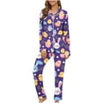 thumbnail image 2 of Kayannuo Easter Print Long Sleeve Womens Tops Ladies Fashion Casual Cute Rabbit Easter Printed Top And Pants Pajama Set Womens Fashion, 2 of 3