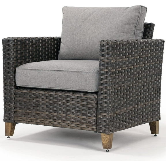 Grand Patio Outdoor Furniture Patio Wicker Adult Sofa Chair with Thick Cushions and Armchairs, Gray