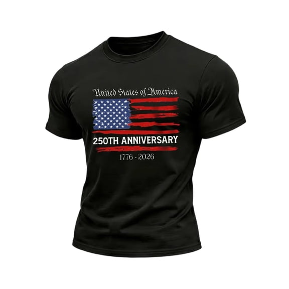 YANGXINX Mens USA Flag T-Shirts 4th of July 250th Anniversary Graphic Short Sleeve Tops Casual Crew Neck Commemorative Classic Fit Tees