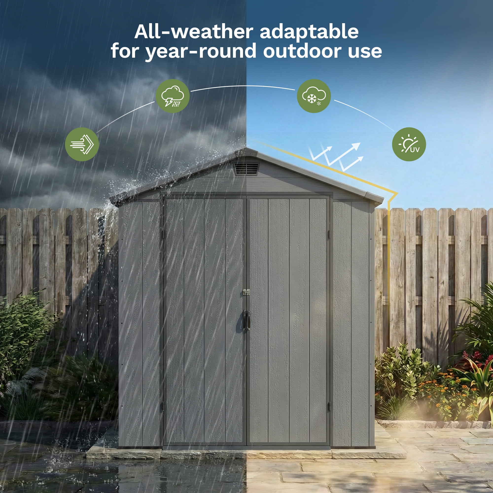 Homall6x10ft Outdoor Plastic Storage Shed with Window,Weather-Resistant, Easy Assembly, Wood-Effect Garden Tool House,Dark Gray