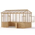 thumbnail image 2 of Gaderth Wooden Greenhouses for Outdoors, Wooden Walk-in Green House with  Roof Vent&Cedar Frame, Greenhouse Kit with 6MM Thick Polycarbonate Panel, 2 of 7