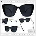 thumbnail image 4 of Womens Oversized Cat Eye Chic Metal Arm Plastic Sunglasses All Black, 4 of 9
