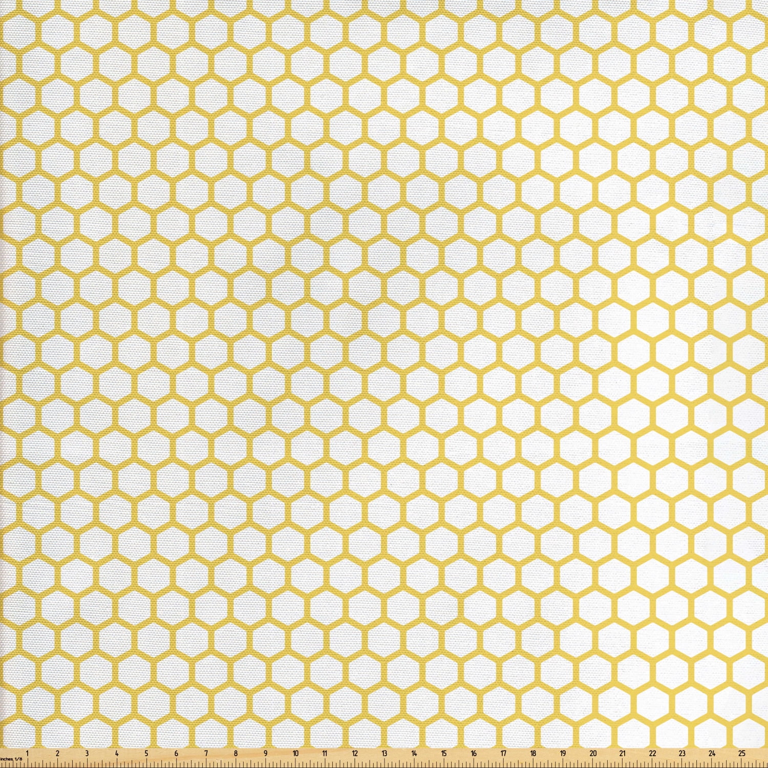 Yellow and White Fabric by The Yard, Hexagonal Pattern