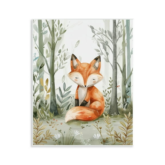 Stupell Industries Soft Woodland Fox Landscape & Nature Painting Unframed Art Print Wall Art, 11 x 14