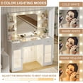 thumbnail image 6 of DIYSET Makeup Vanity Desk with Mirror and Lights, Glass Top Vanity with 2 Taller Acrylic Cabinets & 3 Lighted Drawers & 4 Shelves, Hollywood Bulb Vanity Table with Power Outlets, White, 6 of 9